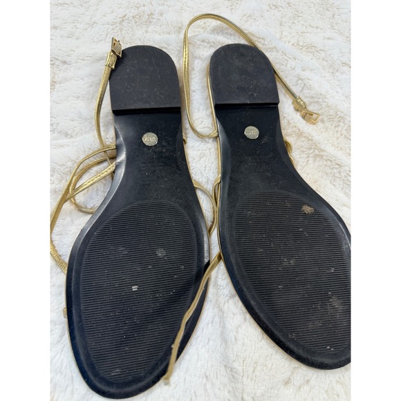 ZARA Women Gold Metallic Strappy Thong Flat Sandals Size 40/ USA 9.5 size - Picture 5 of 8